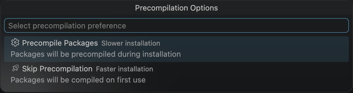 Precompilation options